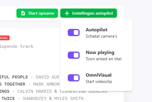 De AutoPilot-instellingen in OmniVisual