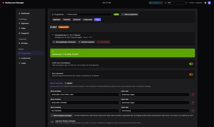 Geautomatiseerde tv-regie met Cuez en MultiScreen Manager — foto 5