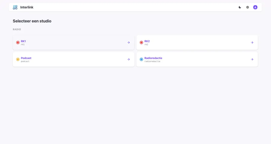 Interlink: codecbediening en tally per studio — foto 1